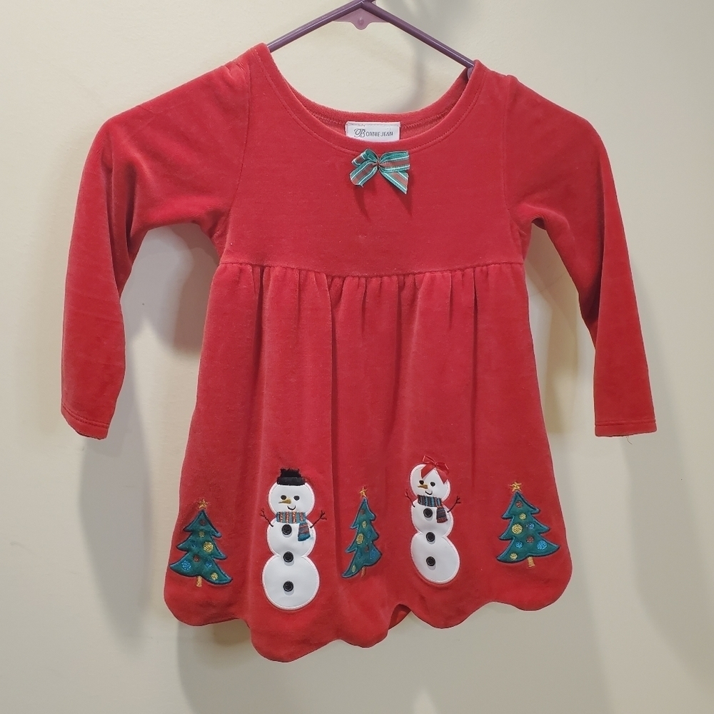 BONNIE JEAN baby girl Christmas red velvet Top/ Dress size 4
